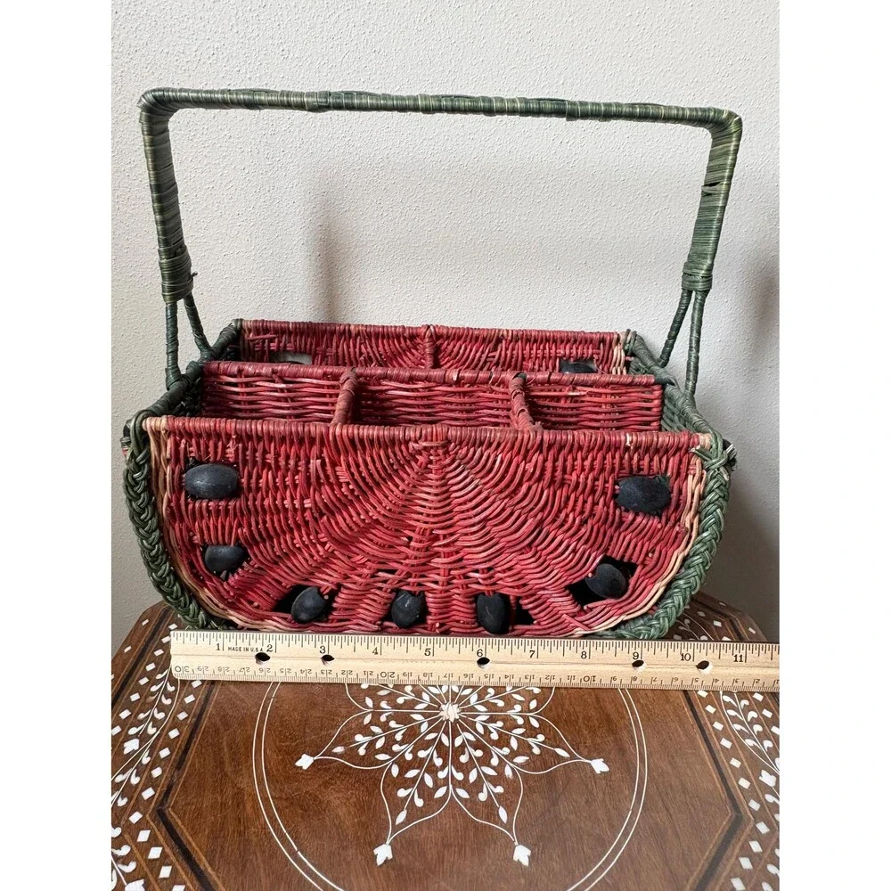 Vintage Wicker Watermelon Utensil Basket